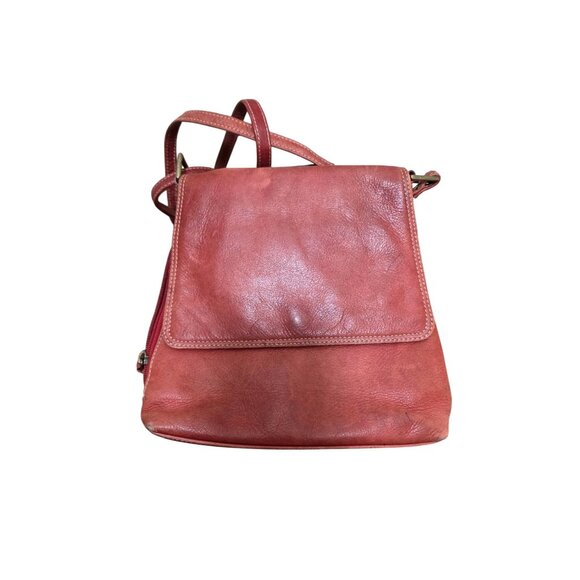 Vintage Chaos Genuine Leather Red Crossbody Bag Adjustable Strap Size M - Picture 1 of 9